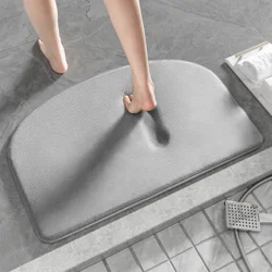 Solid color flannel bathroom semicircular soft mat furry shower room non-slip mat thick toilet absorbent mat entrance mat