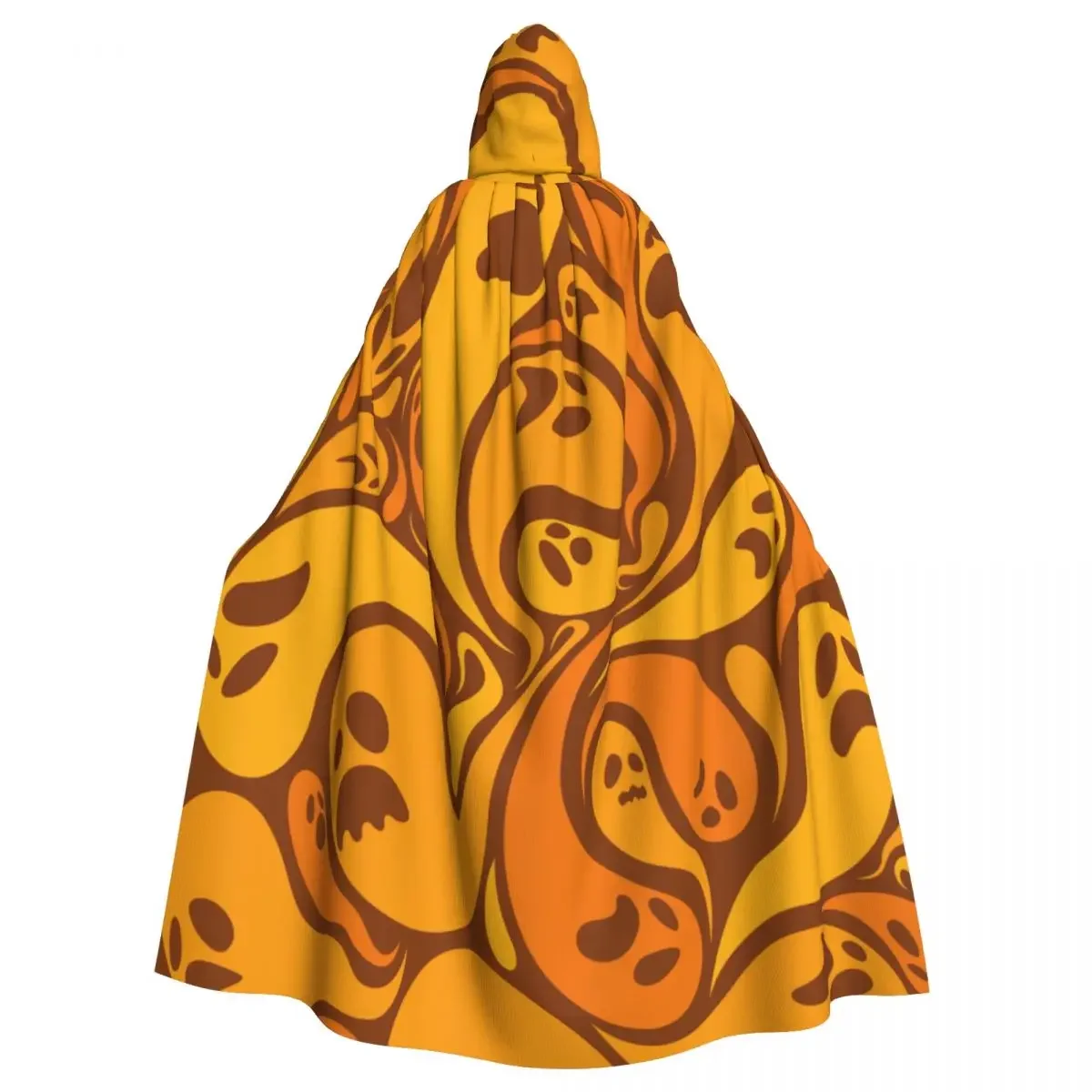 Adult Halloween Halloween Ghosts Pattern Cape Hooded Medieval Costume Full Length Dress Coat