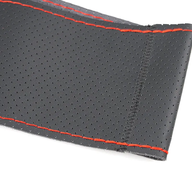 Braids on Steering Wheel with Needles & Threads Car Steering Wheel Cover Perforated Leather Diameter 38cm Auto Inner Accessories