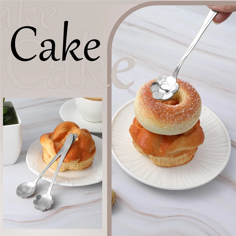 ABVA-Floral 5-Inch Silver Spoons Set, 40Pcs Stainless Steel Coffee And Dessert Spoons For Tableware In Cafes And Kitchens