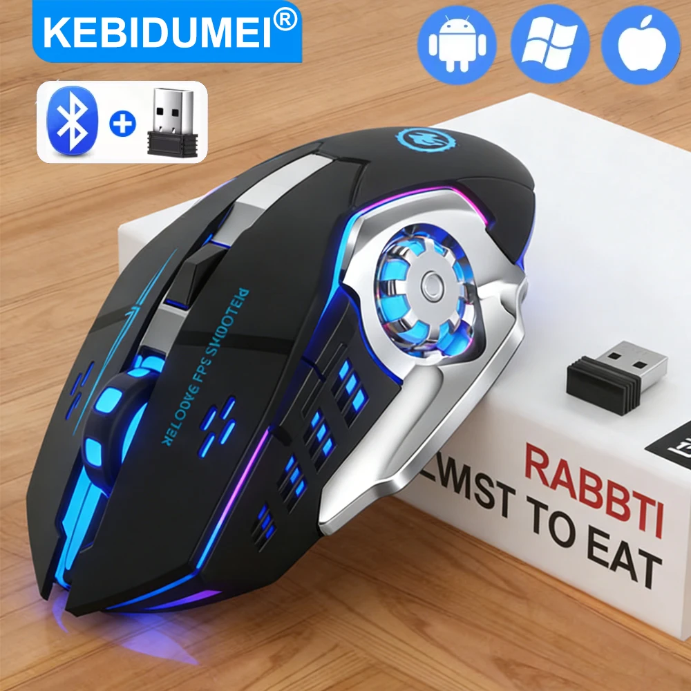 Wireless Bluetooth Mouse 2.4G USB Mecha Gaming Mouse Rechargeable Silent Backlight Mice Ergonomic Office Mice Game Accessories
