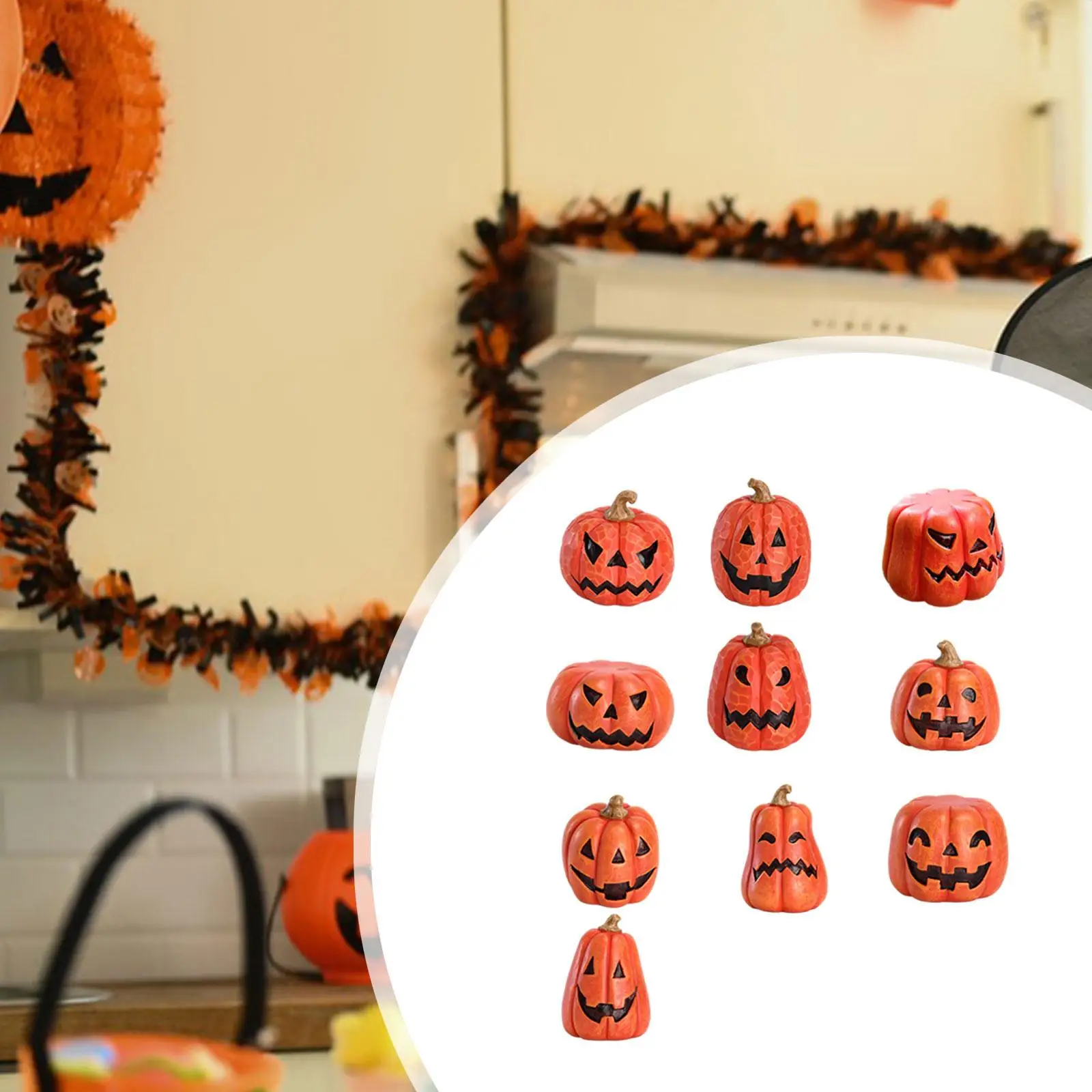 10Pcs Halloween Pumpkin Decorations Decorative Festival Gift Desktop Ornaments for Home Garden Farmhouse Living Room Indoor