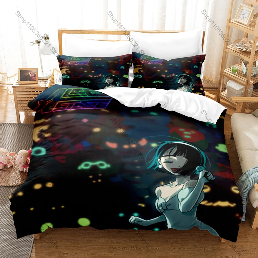 Cool Sci-Fi Musical Anime Style Duvet Cover + 2 Pillowcases, ALIEN STAGE Printed Bedding Set Soft Material Holiday Birthday Gift