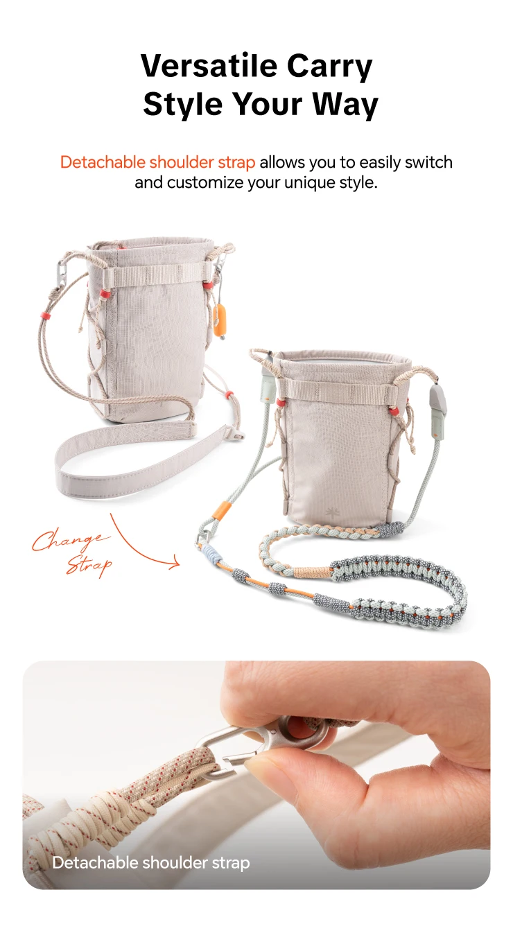 PGYTECH OneGo Casual Umhängetasche Leichte Kameratasche mit Kordelzug Handtasche für iPhone 12-17 – Detail 9