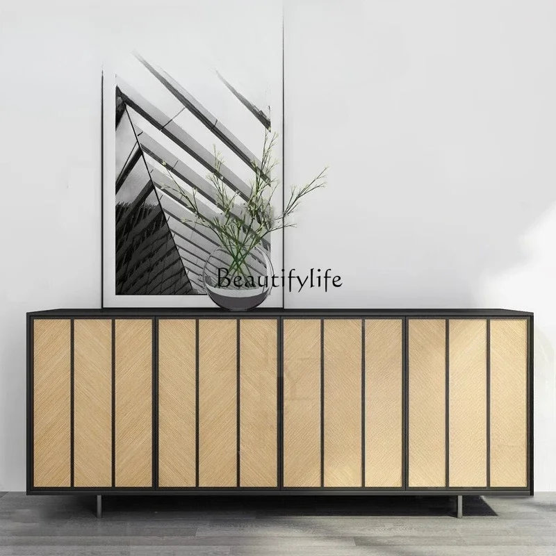 

ls 27 Modern simple style solid wood dining side cabinet entrance light luxury retro cabinet against the wall