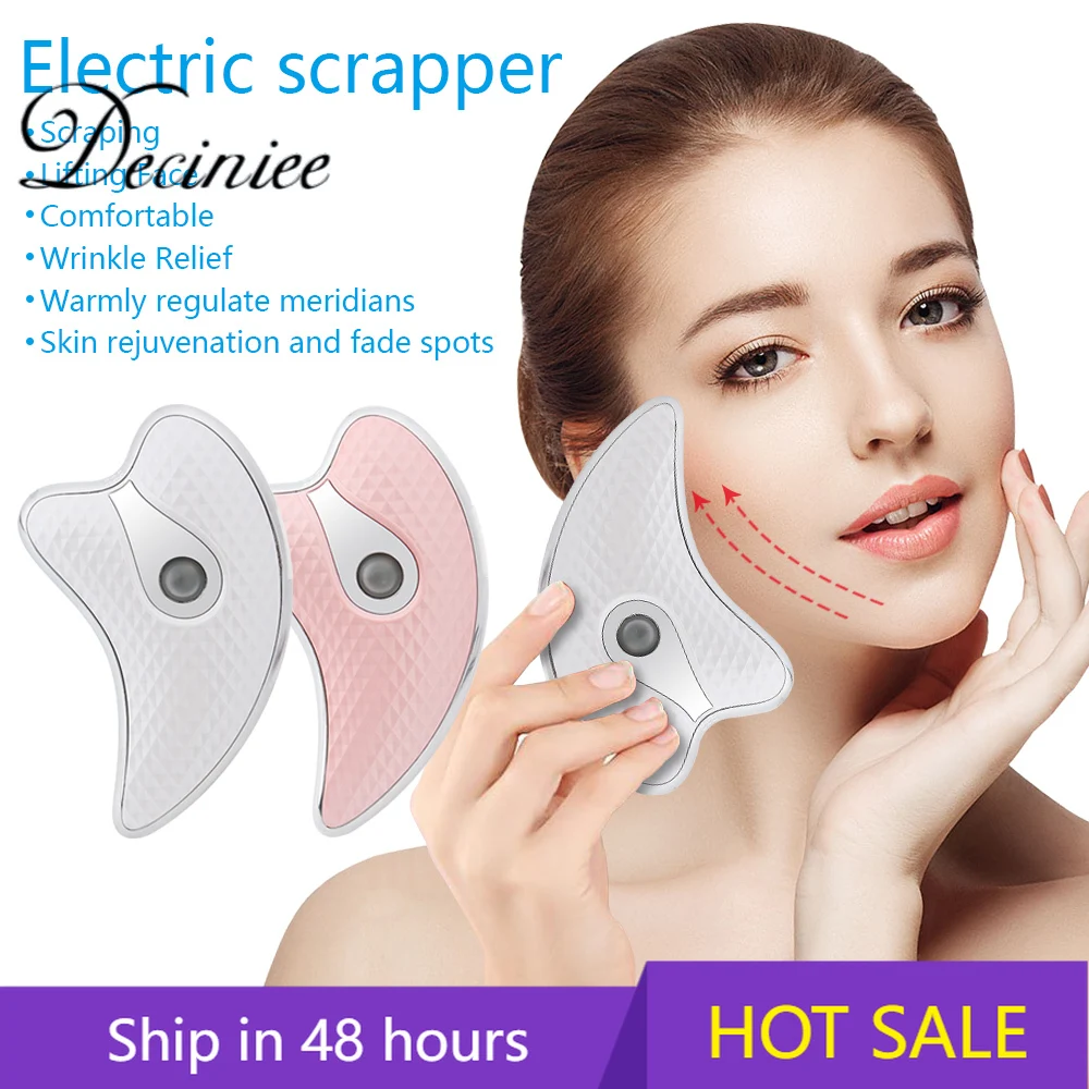 

Electric Gua Sha Face Massager Microcurrent Heated Vibration Facial Scraping Tools Wrinkles Double Chin Skin Face Lifting Device