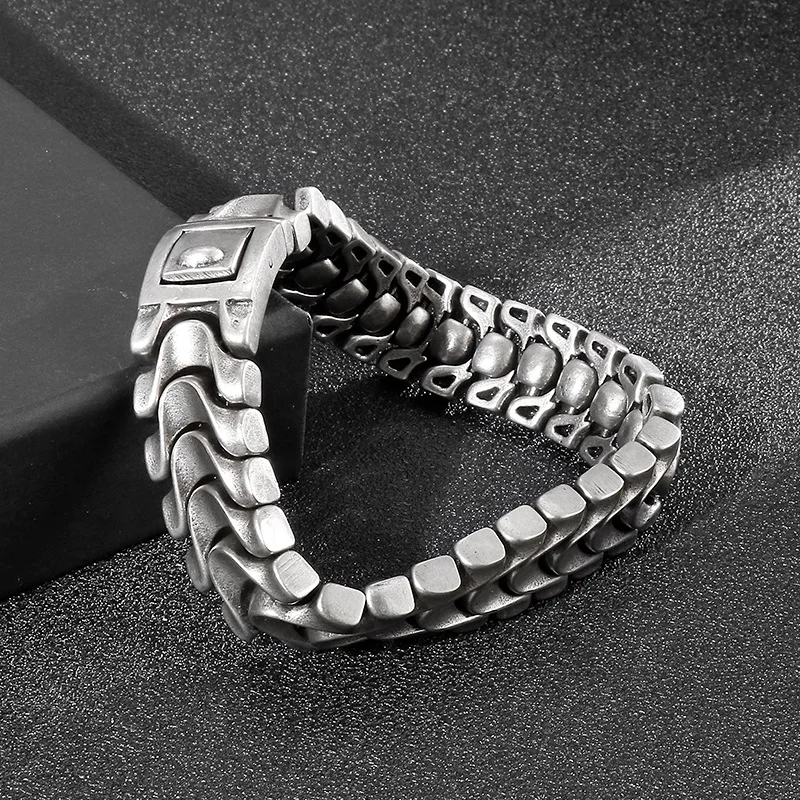 Retro Antique Stainless Steel Bracelet for Men, Minimal Keel Bone Design Trendy European American Stylish Wrist Jewelry