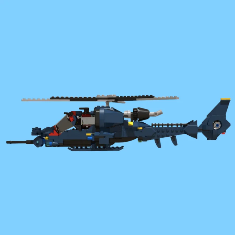Blue Thunder Helicopter Model MOC Technology Building Block Army Series DIY Assembly Aircraft Toy Children's Puzzle Gift