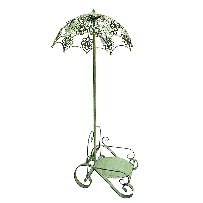

American rural retro wrought iron umbrella decorative flower stand, garden balcony indoor outdoor courtyard floor-to-ceiling