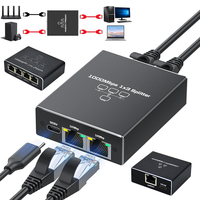 1 To 2/1 To 3/ 1 To 4 LAN Splitter with USB Power Cable 1000Mbps RJ45 Splitter Internet Splitter for Cat5/5e/6/7/8 Cable Router