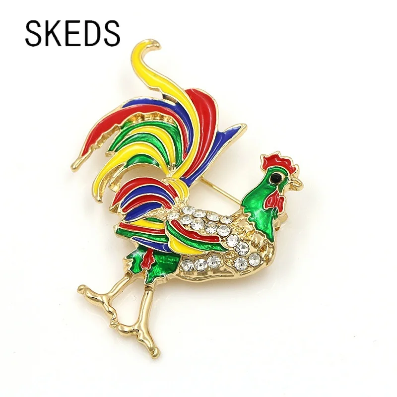 Fashion Proud Colorful Rooster Crystal Brooches For Women Girl Costume Decoration Party Chicken Enamel Pin Brooches Jewelry Gift