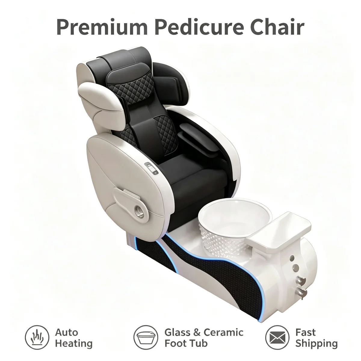 Premium Gaming Style Pedicure Spa Chair LED Light Electric Foot Massage Hydrotherapy Professional Nail Salon Beauty Furniture