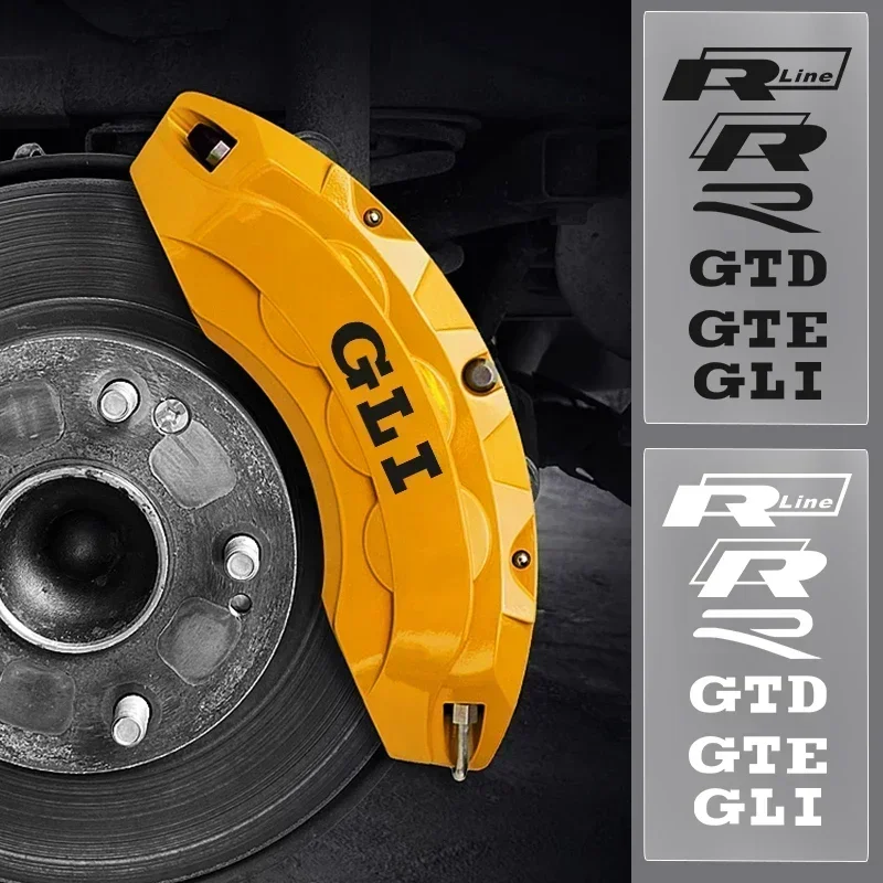 1set Car Brake Caliper Wheel Decals Brake Sticker For Volkswagen Tiguan Bora POLO PASSAT CC Touran GOLF Jetta Arteon T-CROSS MK6
