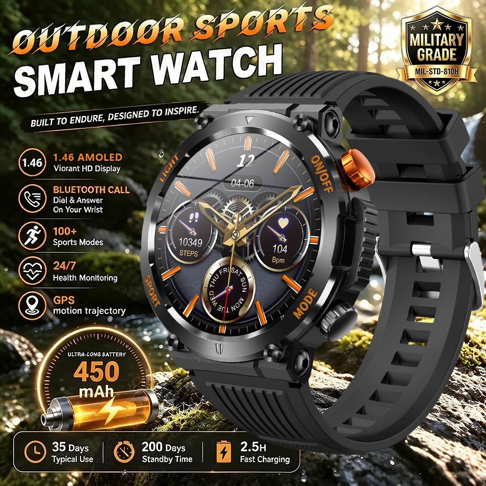 2026 NEW SmartWatch For Men With LED Flashlight Compass 1.46