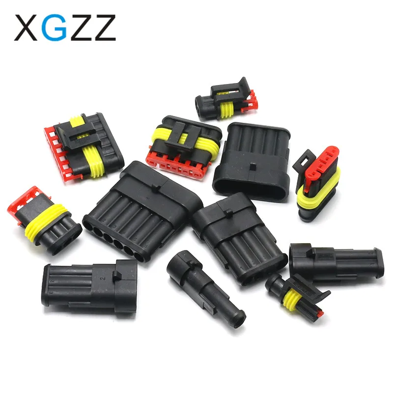 1 sets Kit 2 pin 1/2/3/4/5/6 pins Way AMP Super seal Waterproof Electrical Wire Connector Plug for car