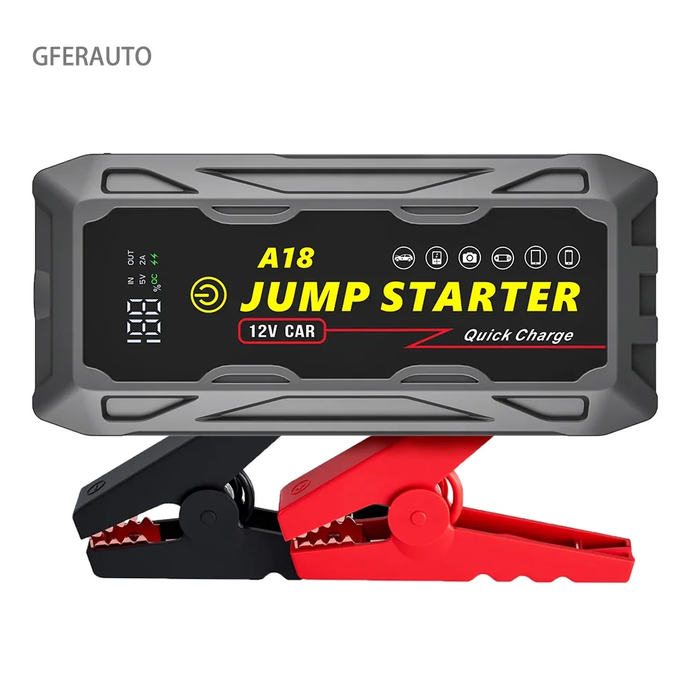 

Gferauto 12V Car Battery Charge Jump Starter Car Battery Booster Pack Portable Car Jump Starter With QC3.0, IP66 Waterproof