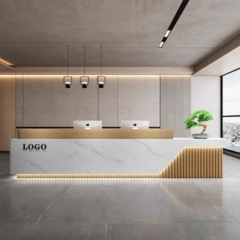 

Современная простая стойка регистрации компании Лобби отеля Бильярдный зал Салон красоты Стойка регистрации клиентов Офисная мебель FYRD