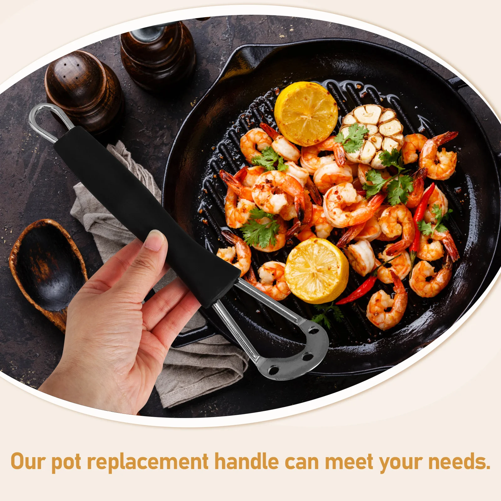 

Detachable Pot Handle Replacement Bakelite Pan Handle Frying Skillet Grip Anti-Scald Practical Cookware Pot Handles Replacement