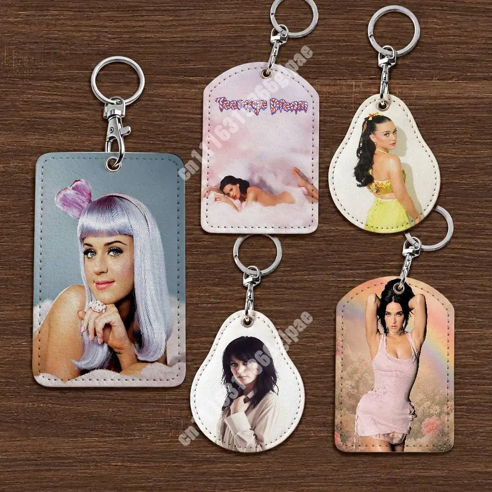 Camp Queen K-Katy P-Perry Teenage Dream Leather Keychain Card Holder for Airtag & ID Cards Business Bag Charm