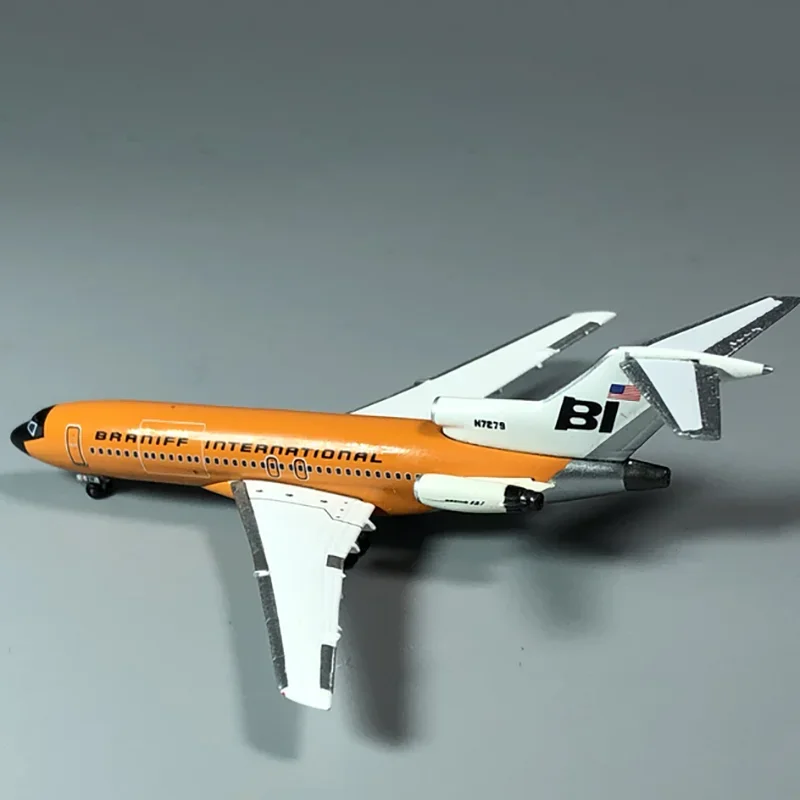 Liga morre modelo de aeronave de passageiros fundido, transporte aéreo da América, Inflight500 Braniff Orange 727-100, N7279, escala 1:500