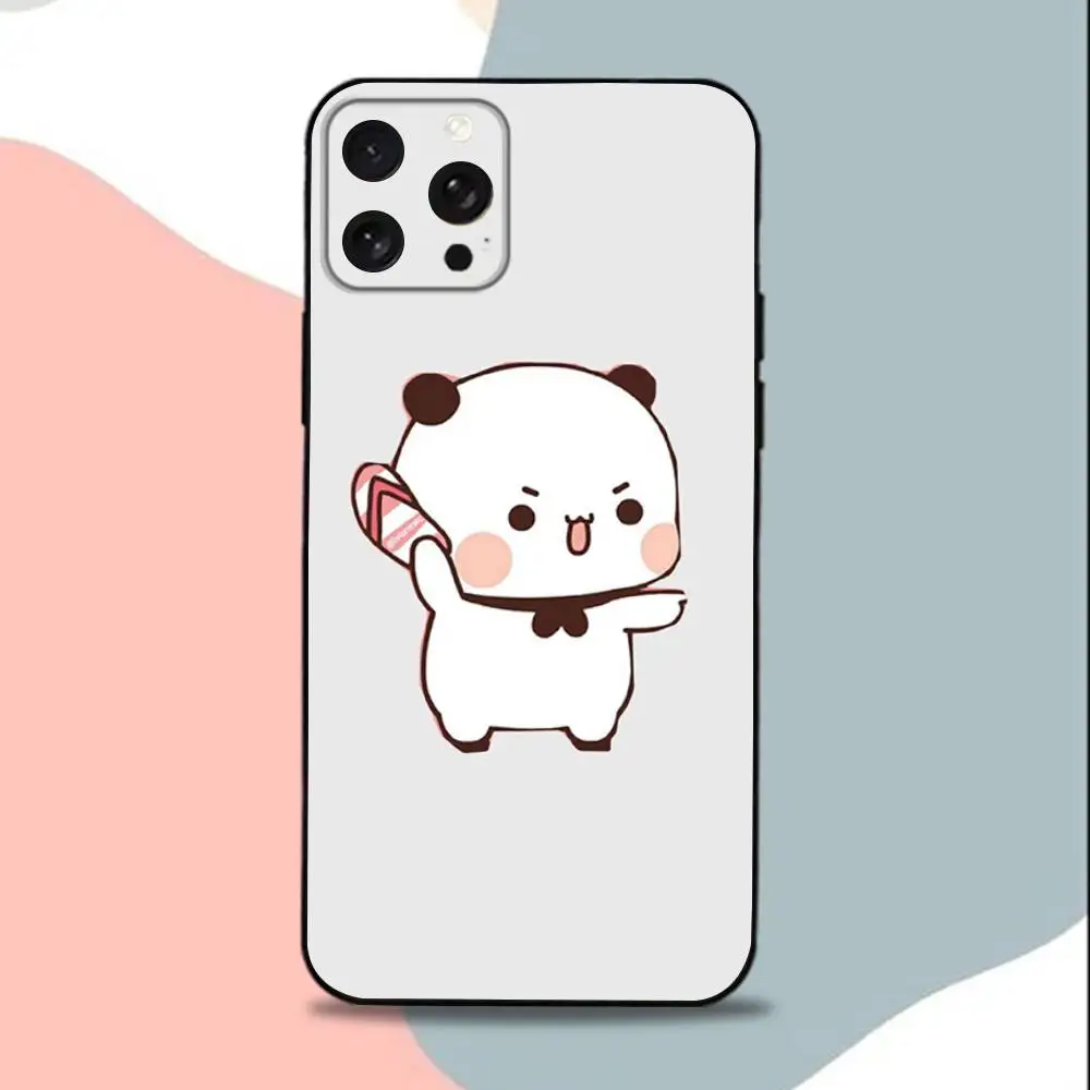 Casing HP C-Cartoon BUBU Lucu DUDU-es Untuk iPhone 15,13,16,12,11,17,14,Plus,Pro,Max,XS,XR,X,SE,Mini, Bahan Silikon Lembut Warna Hitam