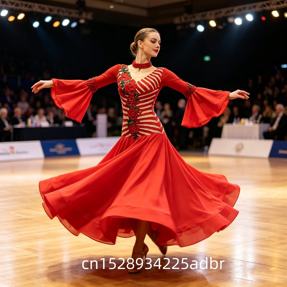 Modern Dance Dress Professional Competition Ballroom Dance Sequin Dress Ball Big Dress Customized high-end size