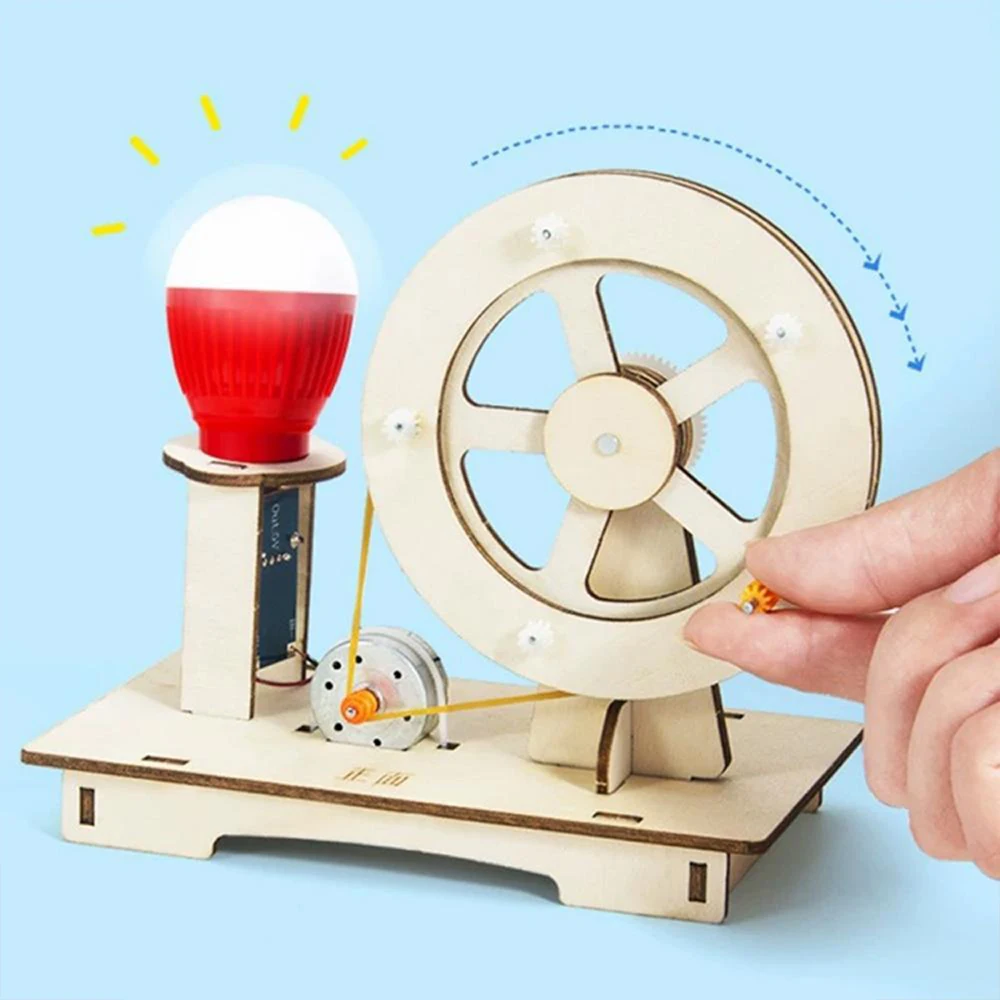 Hand-Cranked Generator Student Science and Technology Children\'s Handmade DIY Educational Material Random Color