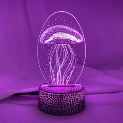 Jellyfish 3D Night Light 7 Colors LED Illuison Night Lamp for Children Room Decor Birthday Christmas Gift for Boys Girls Kids