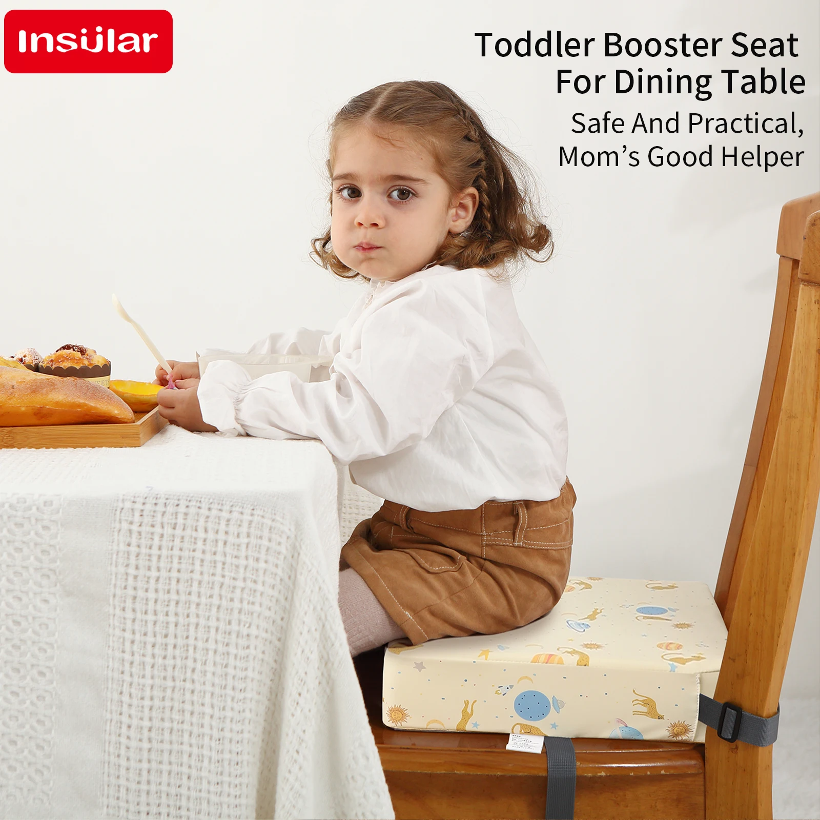 Removable Baby Dining Chair Booster Cushion Kids Highchair Seat Pad Star Design Heightening Waterproof Child Chair Seat