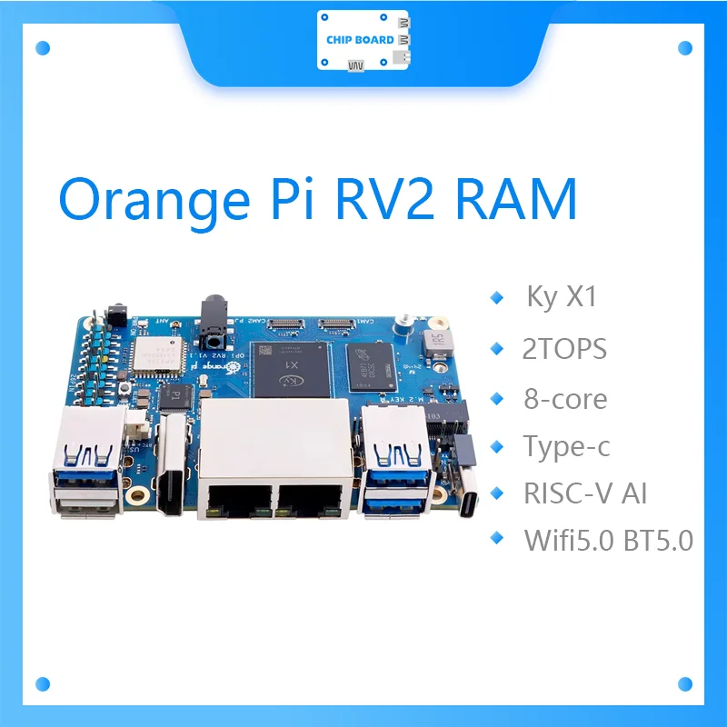

Оранжевый Pi RV2 RAM Одноплатный компьютер DDR4 8-ядерный процессор RISC-V 2TOPS AI WiFi BT5.0 BLE M2 PCIE SSD Мини-ПК Поддержка Ubuntu OS