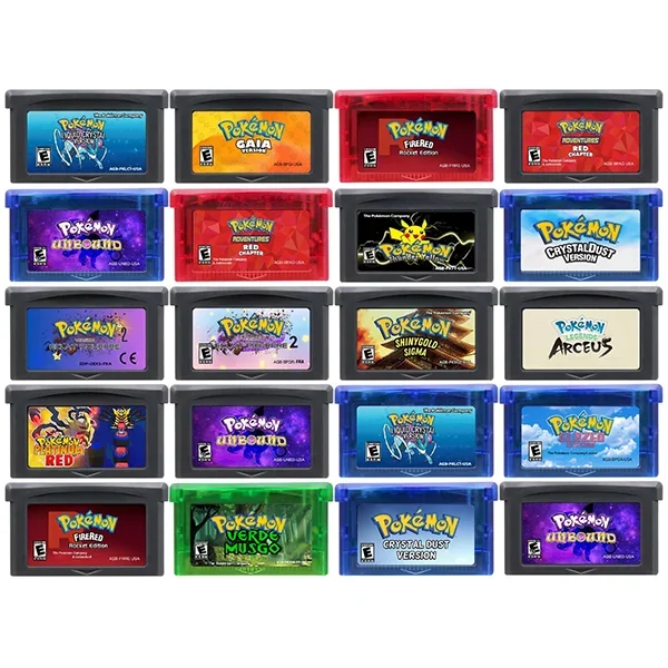 GBA Game Cartridge 32 Bit Video Game Console Card Pokemon Series Liquid Crystal FireRed Rocket Unbound Gaia Fan Made for GBA