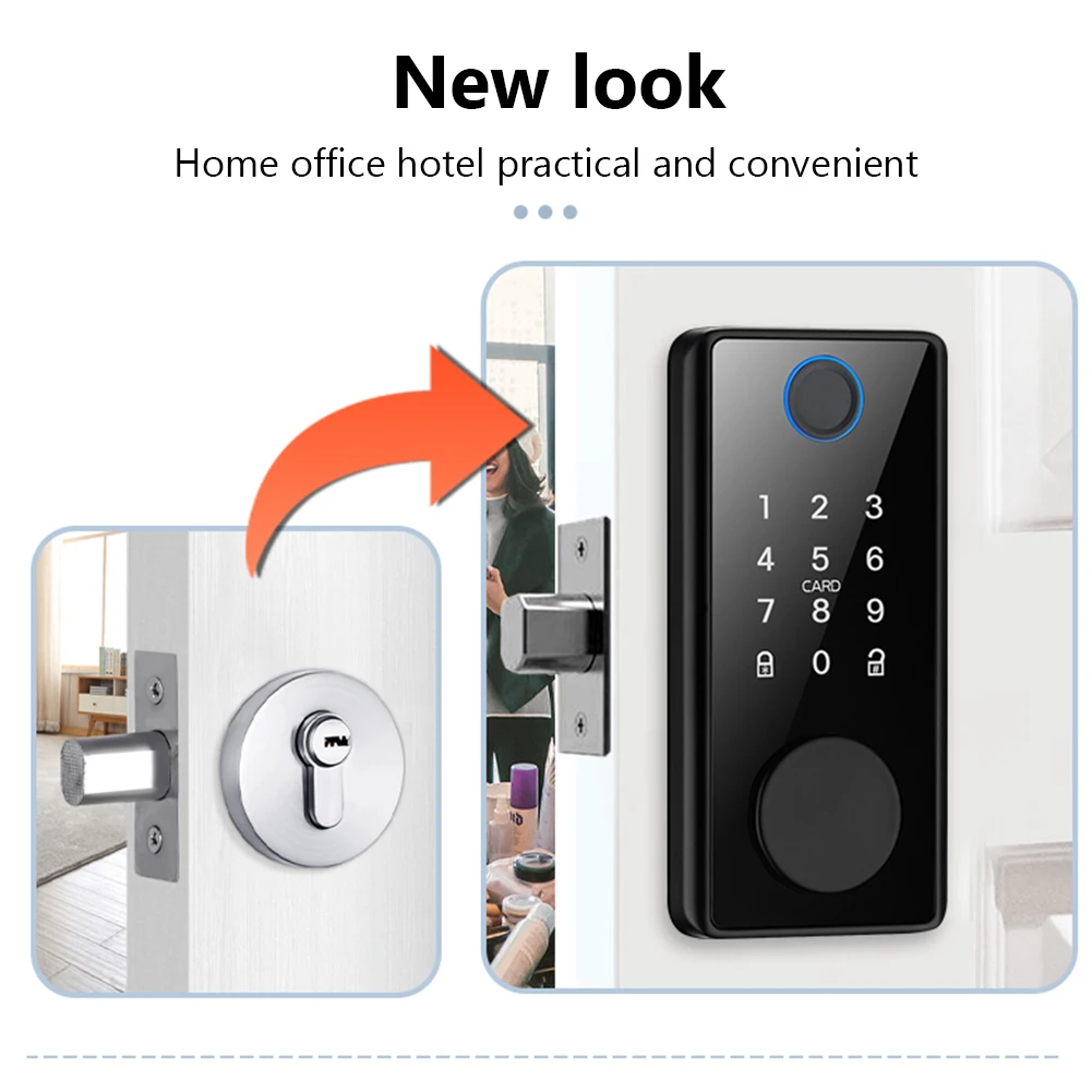 PHIPULO Electronic Door Lock for Tuya Lock with Deadbolt lock Fingerprint Lock Keyless entry with SmartLife App Remote unlock