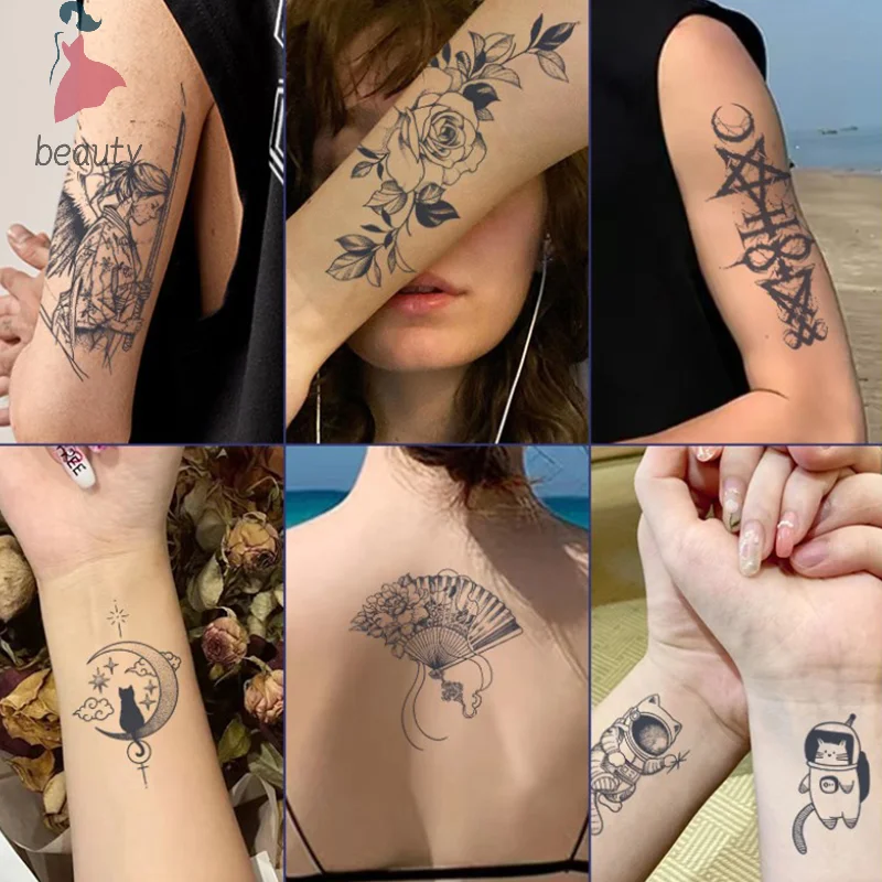 Pegatinas de tatuaje falso de mariposa realista para niñas, tatuajes temporales 3D para brazo, pierna, pecho, cuerpo, tatuajes lavables