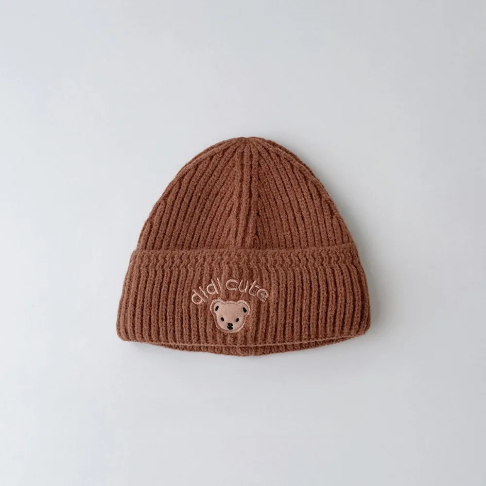 

New Cartoon Bear Baby Beanie Cap Warm Thicken Crochet Wool Hats Solid Color Knitted Hat Toddler Boy Girl