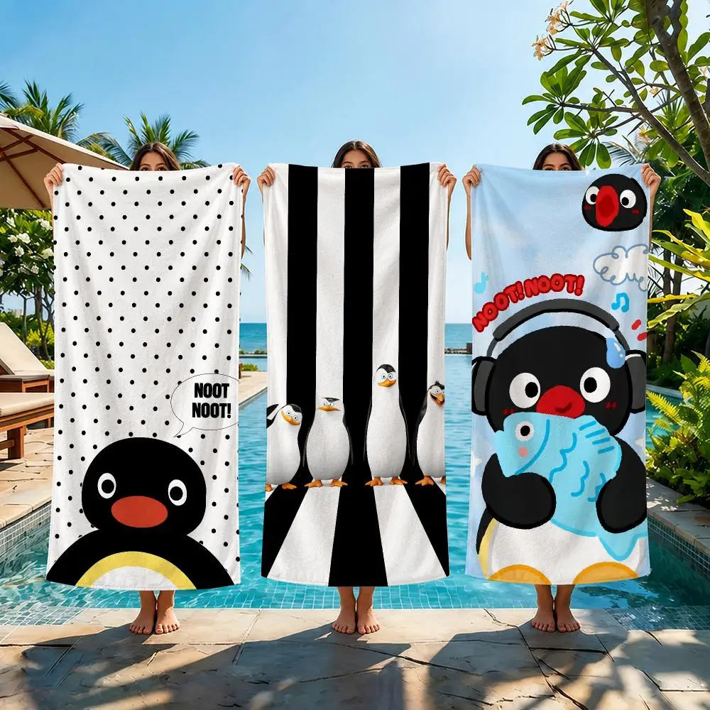 P-Penguin Pattern Towel Beach Towel Quick Dry Absorbent Bath Towel For Swimming Gym Camping Outdoor Sunbathing