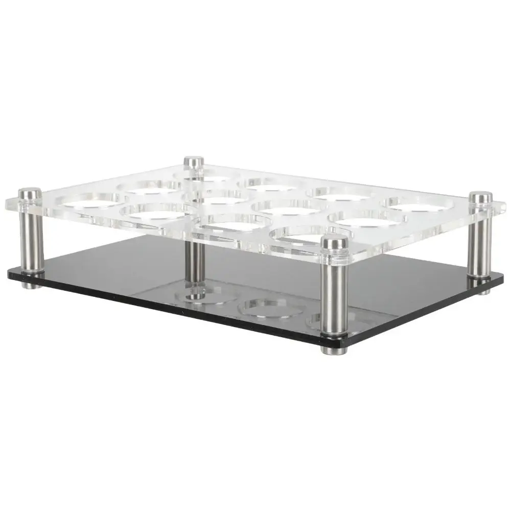 Server Holder Transparent Acrylic Cup Holder 32/38mm Round Hole Shot Glasses Holder Black Base Save Space Cup Serving Tray Party