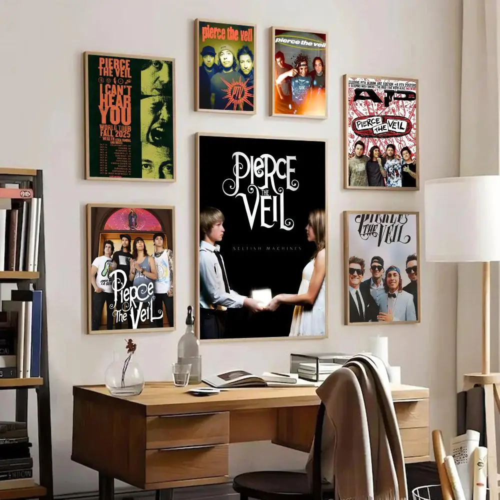 P-Pierce The Veil Poster HD Art Sticky Wall Waterproof Home Living Room Bedroom Bar Aesthetic Decoration