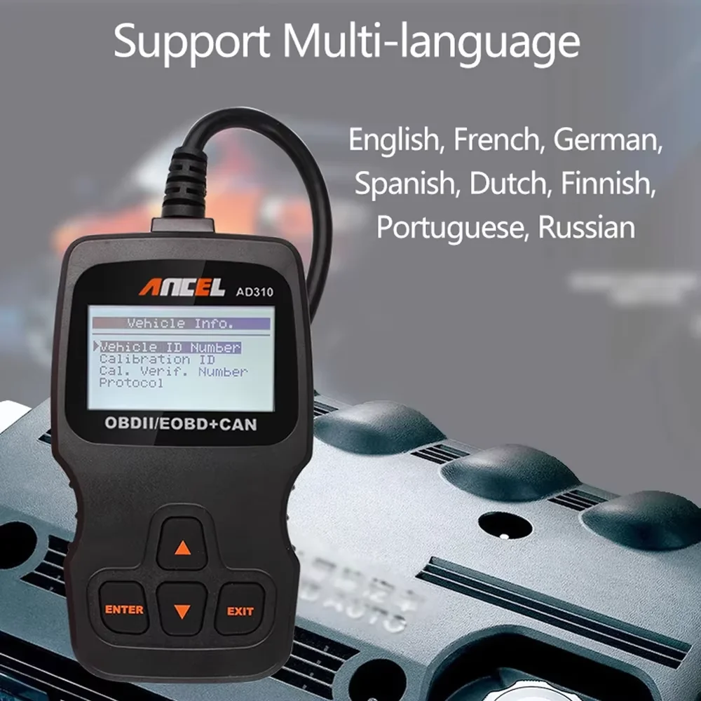 Check Engine Light Reader OBDII Diagnostic Tool Multi-language ANCEL with Freeze Frame & I/M Readiness for Universal Cars