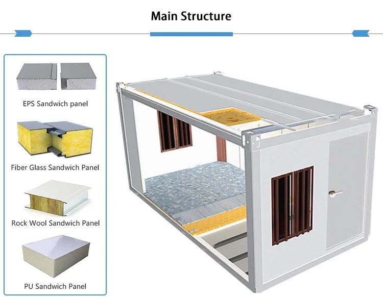 Mobile villa camera prefabbricata dormitorio pieghevole modulare residenziale container room