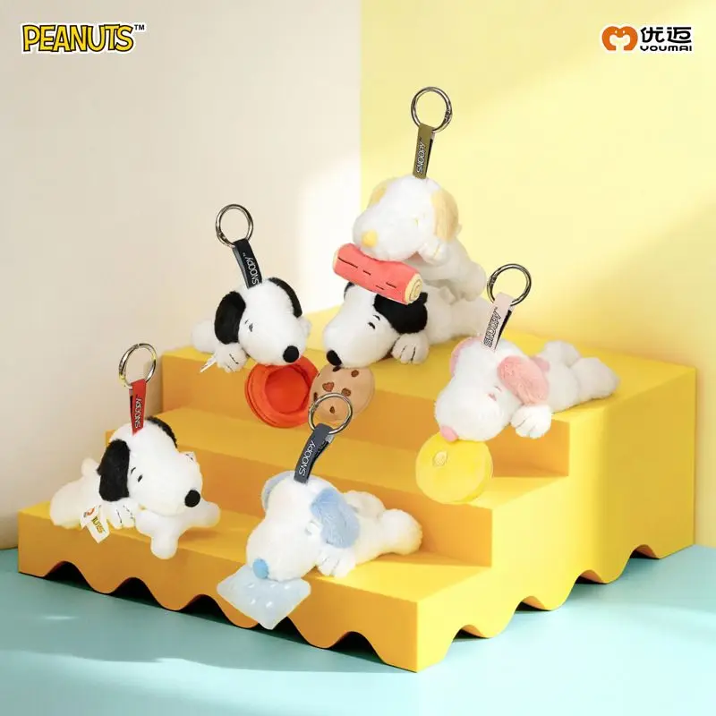 Snoopy Mouthful Collection Adorable Plush Charm Officially Licensed Peanuts Beagle Dog Plush Keychain Soft Stuffed Bag Keychain
