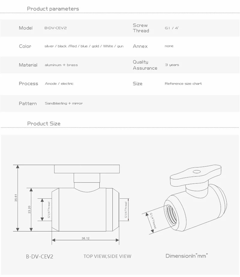 Bykski Water Valve Switch Kit Double Female Inner G1/4'' Thread for Computer Cooler System / Switch+Plug+Male To Male Fitting