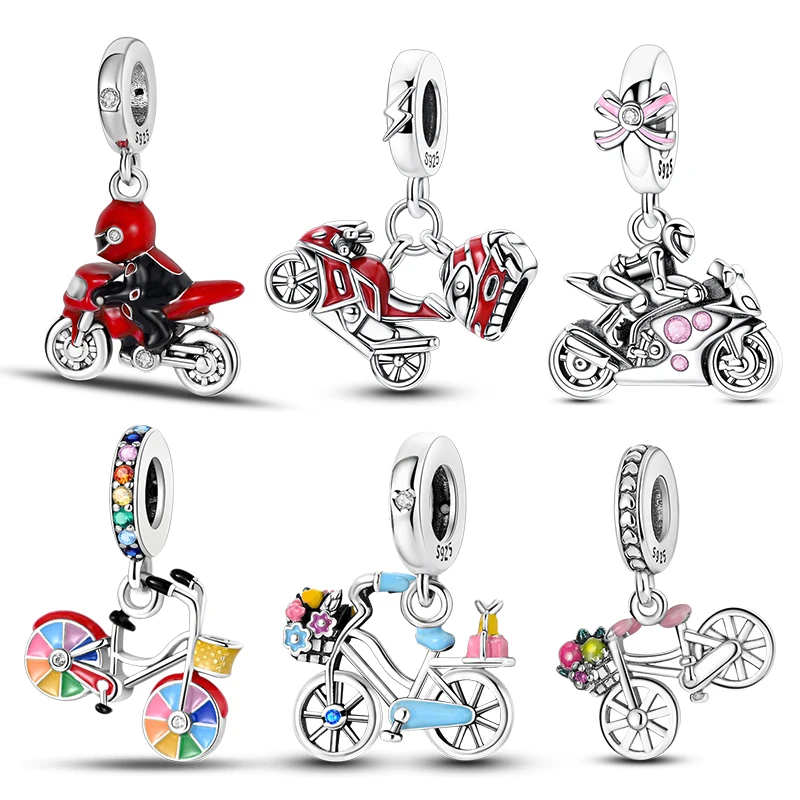 Offre Spéciale – Breloques en Argent Sterling 925, Motifs Motos et Vélos, pour Bracelets, Bijoux Femme, Idéal Cadeau