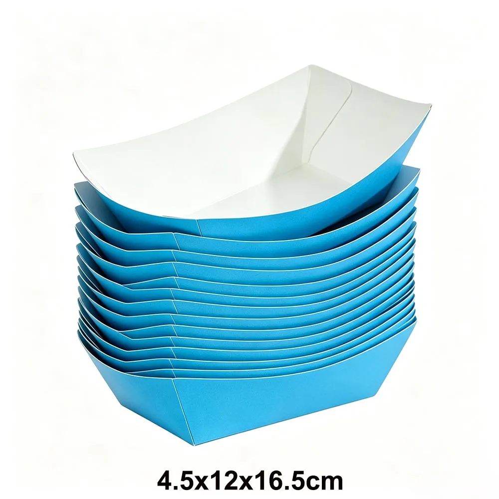Einweg-Tischgeschirr Einfarbige Papier-Lebensmittelschale Snack-Box in Bootsform für Geburtstagsfeiern Babypartys Hochzeitsdekoration – Detail 8