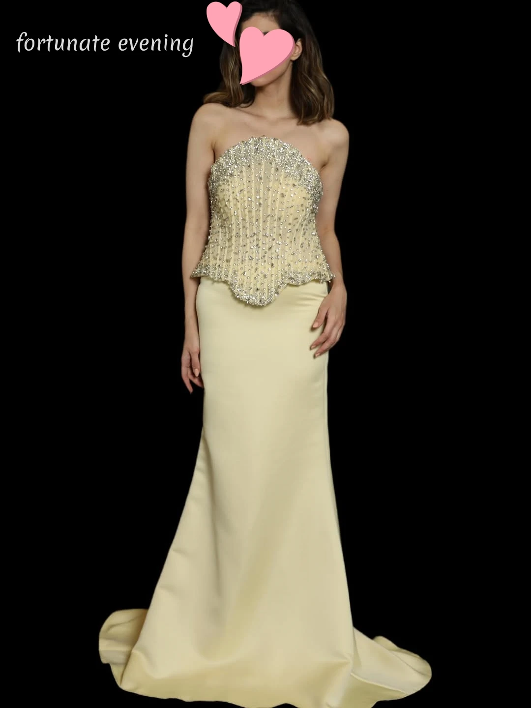 

Fortunate Evening Elegant Vintage Sweet Yellow Mermaid Crystal New Customized Formal Occasion Prom Dress Evening Party Gowns