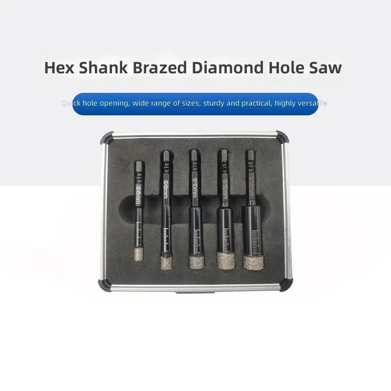 for Hexagonal Shank Brazed Diamond Hole Opener 5 Packs Glass Punching Drill Bit Set