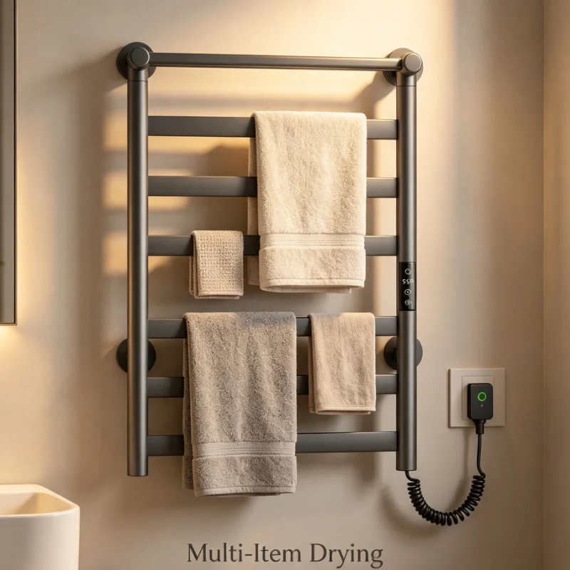 Electric Heated Towel Rail Wall Mounted Bathroom Warmer Drying Rack Smart Control Gun Gray Finish Easy and simple-to-use tools