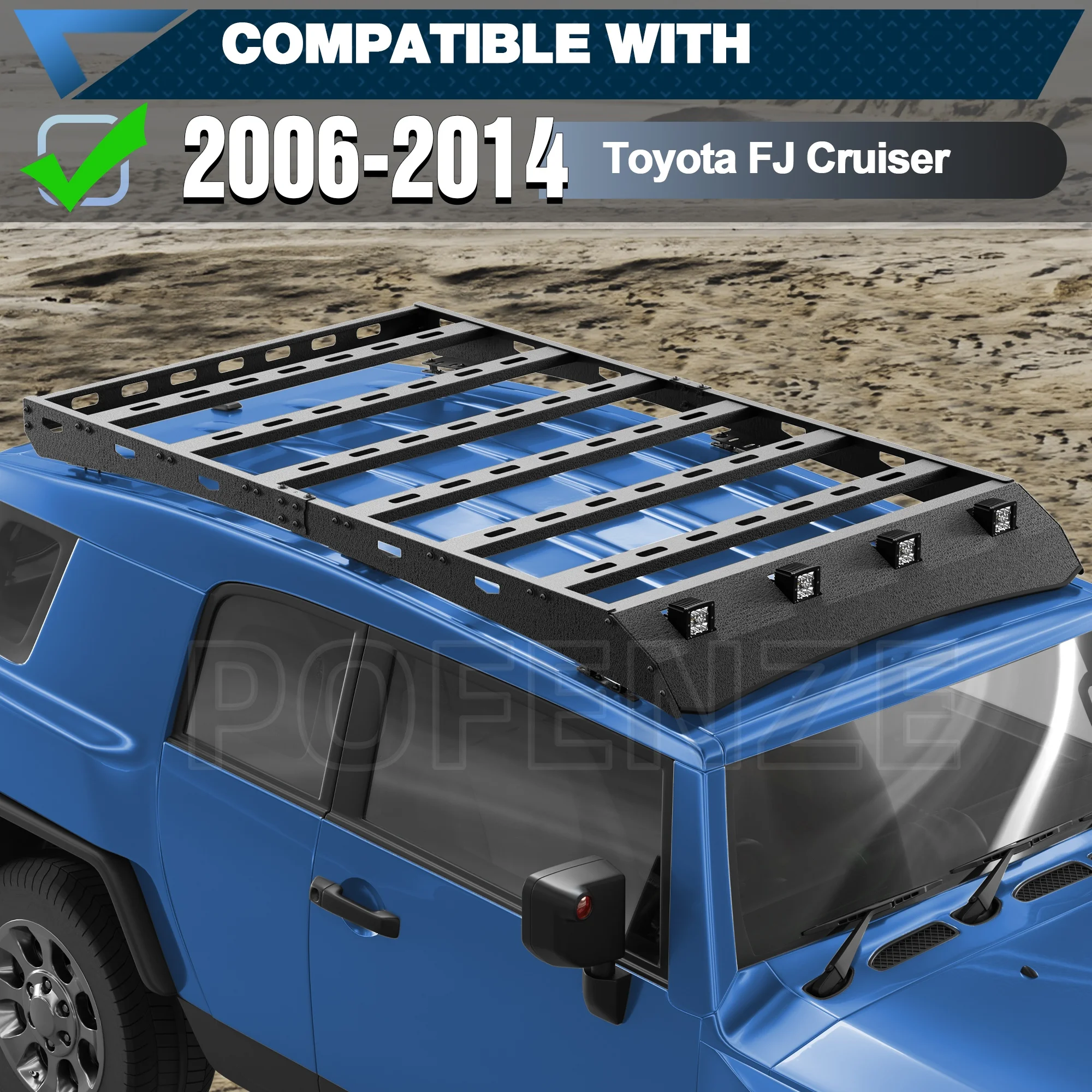 Roof Rack for 2006-2014 Toyota FJ Cruiser Cargo Carriers Luggage Storage Holder Heavy Duty Basket Carbon Steel Cross Bars
