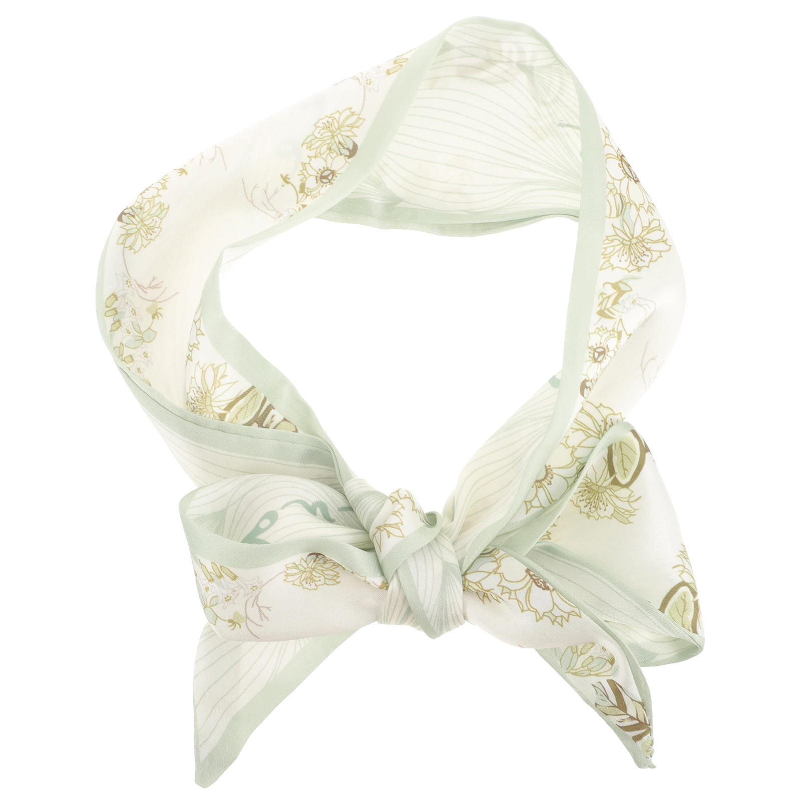 

Цельный шелковый шарф с цветами, элегантный шарф-кошелек для сумок, многосторонняя лента для укладки для женщин, модный аксессуар