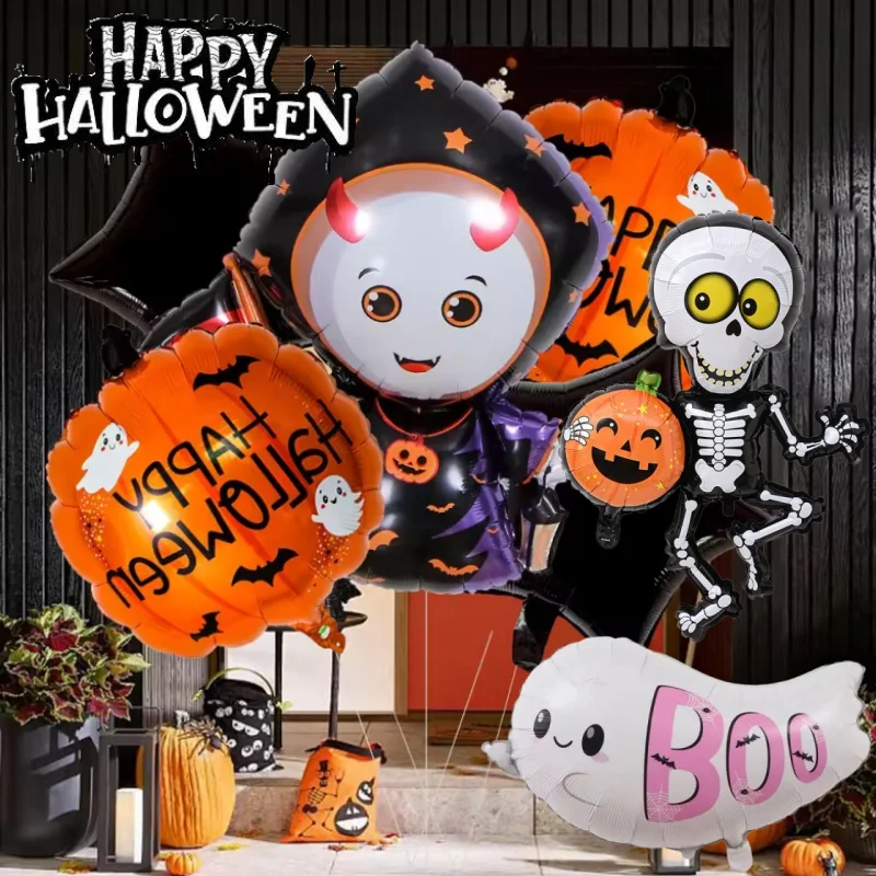 Halloween Party Dekoration Cartoon Schädel Kürbis Geist Design Aluminium Folie Ballons für gruselige Nacht Feier