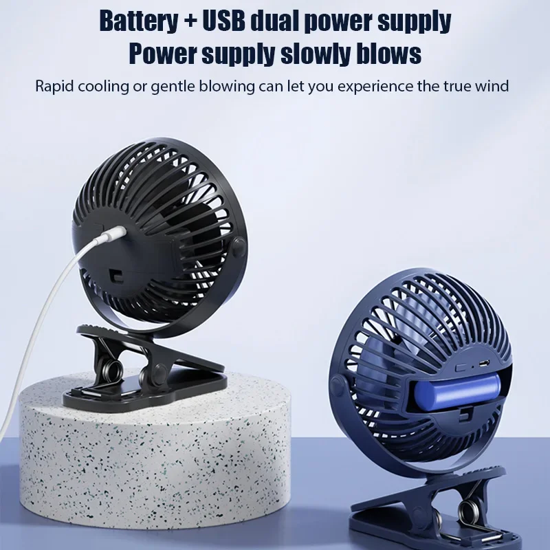 USB Rechargeable Table Fan Clip-on Type Portable Mini Desk Fan 360 Degree Rotation Adjustable Clip-on Fan For Student Dormitory